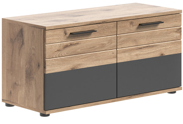 Banc MASON (L/H/P : env. 90/45/37 cm) en imitation chêne Nox/gris basalte