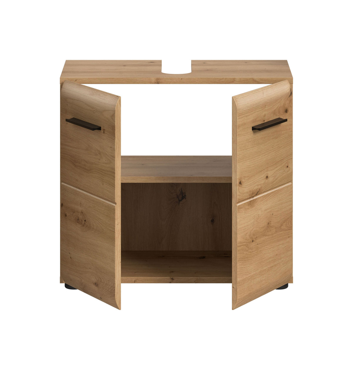 Waschbeckenunterschrank 60 cm, Holzdekor offen mit Innenfach und Ablage