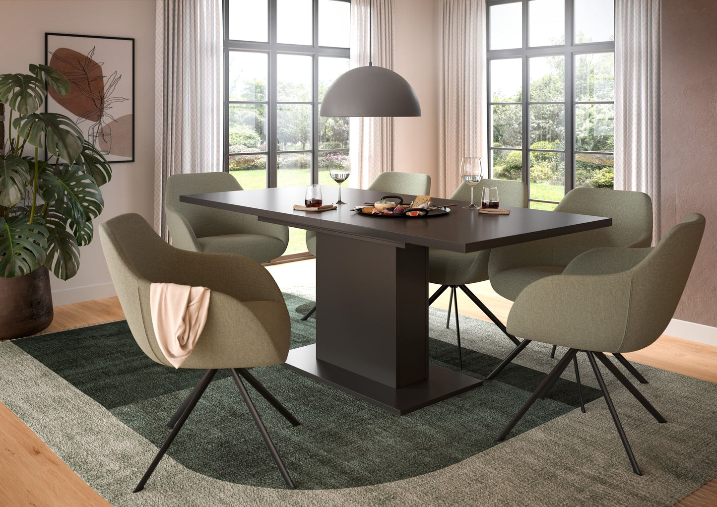 Homes & Jones Esstisch 150x76x90 cm, Esszimmertisch-Tisch mit Säulen Gestell