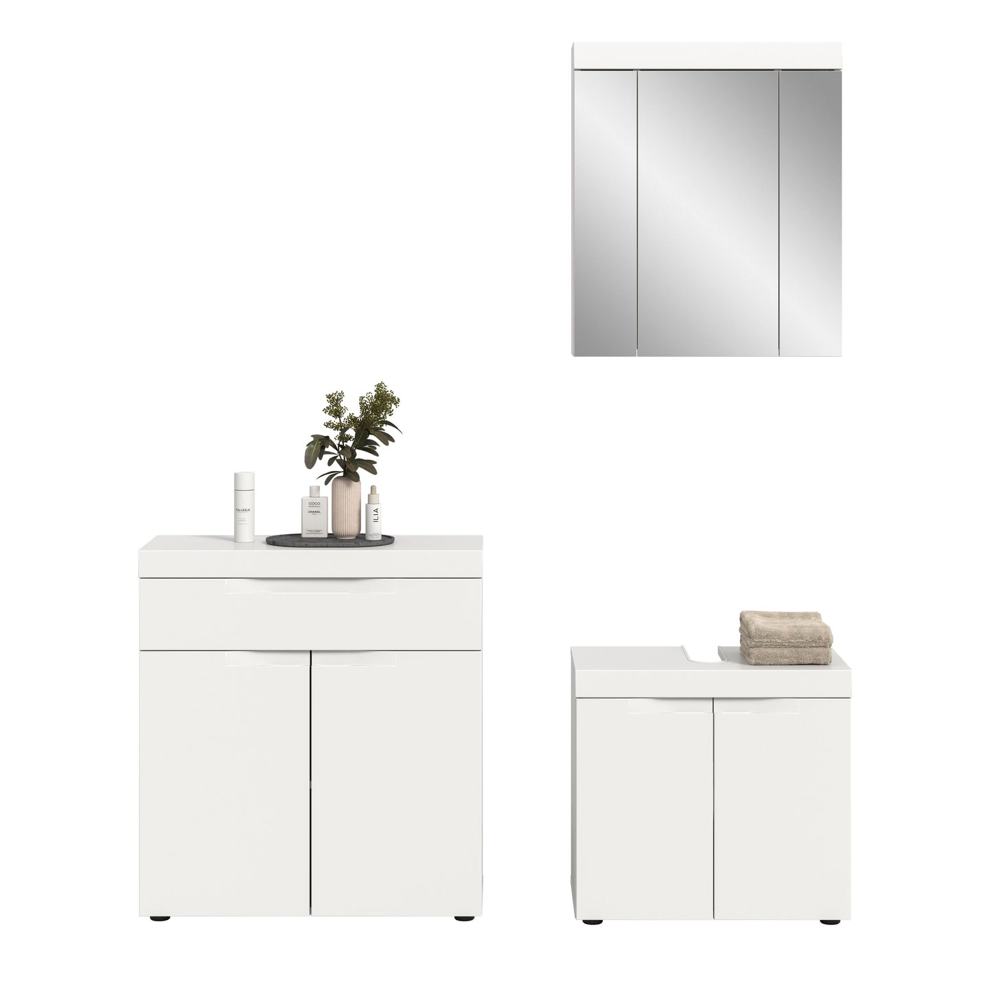 Viana Badkombination (B/H/T: 150x194x34 cm) in Weiß matt und Weiß