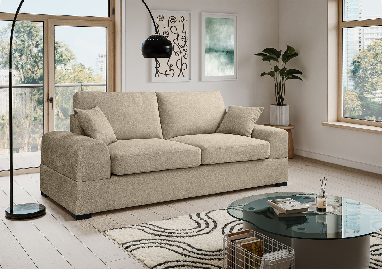 Homes & Jones Sofa 2-Sitzer mit Stoffbezug, Modernes Kompaktes Sofa pflegeleicht