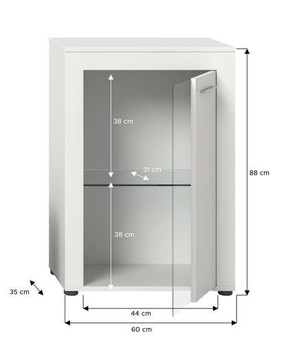 Vitrine JAM (L/H/P : env. 60/86/35 cm) en imitation chêne Wotan/gris