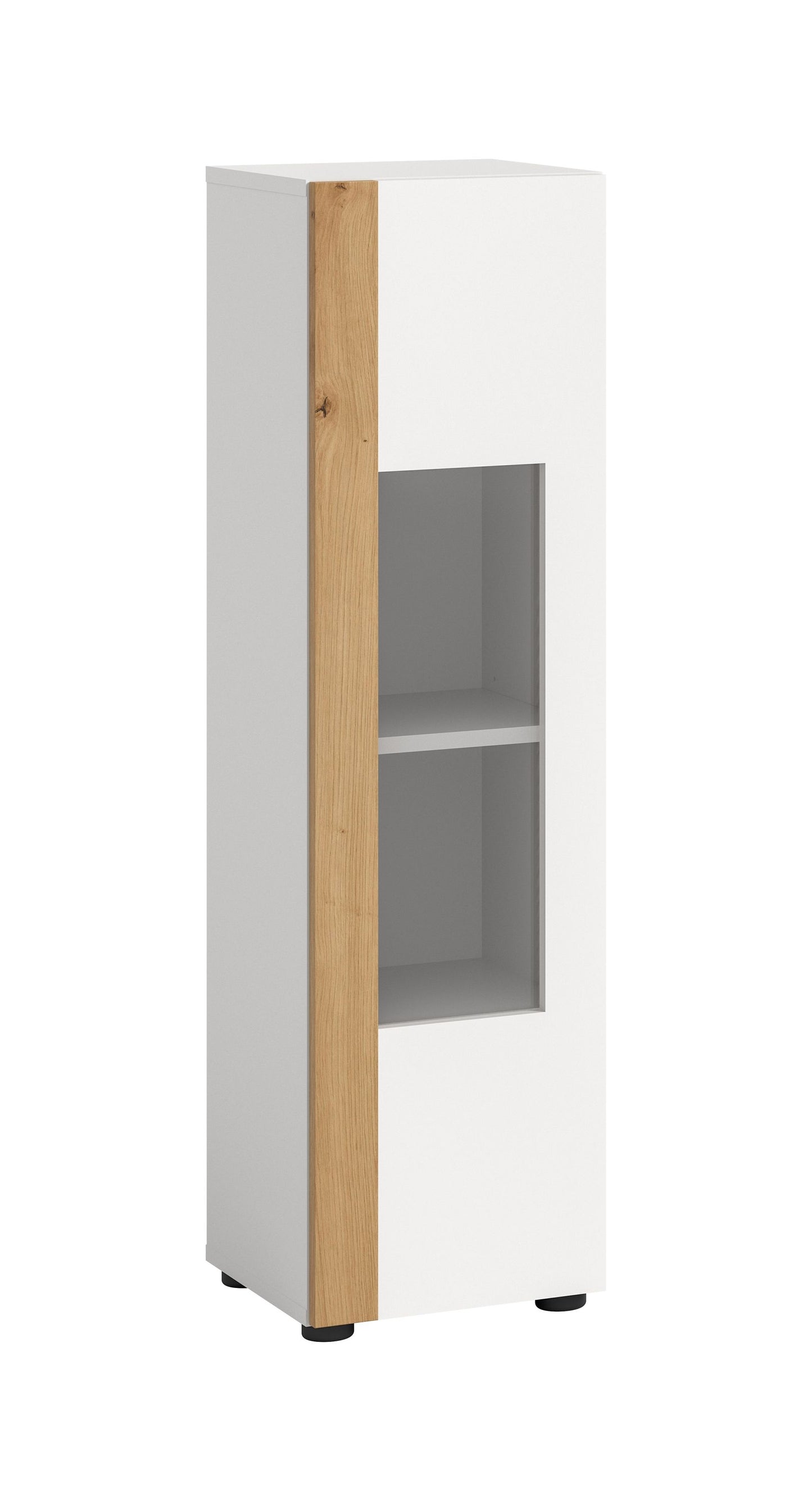 Homes & Jones Wohnzimmerschrank Vitrine weiß, Schrank mit 1 Tür, Möbel