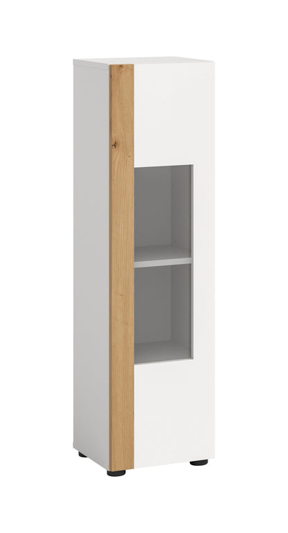 Homes & Jones Wohnzimmerschrank Vitrine weiß, Schrank mit 1 Tür, Möbel
