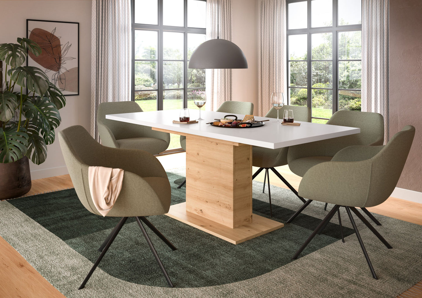 Homes & Jones Esstisch 150x76x90 cm, Esszimmertisch-Tisch mit Säulen Gestell