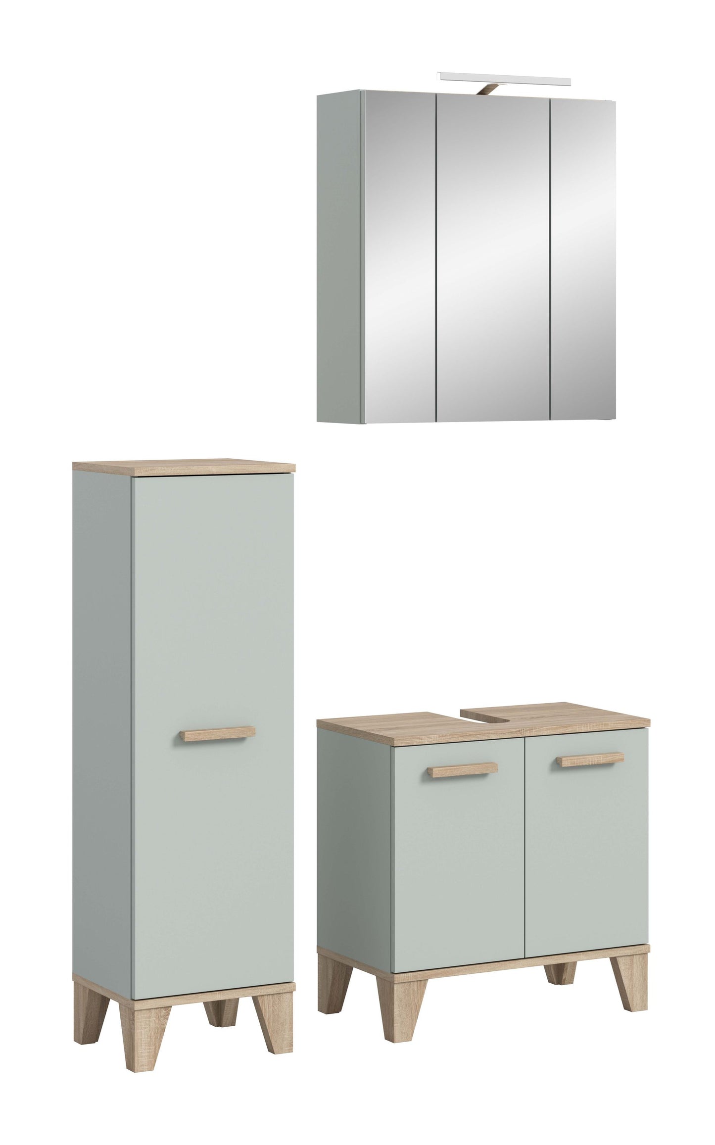 Ensemble de salle de bain avec éclairage STAR (L/H/P : env. 109/190/34 cm) en vert clair/vert clair