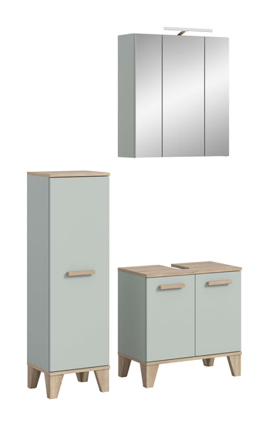 Ensemble de salle de bain avec éclairage STAR (L/H/P : env. 109/190/34 cm) en vert clair/vert clair